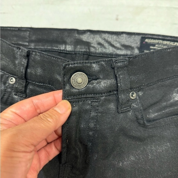 ALLSAINTS SPITALFIELDS women’s cigarette skinny jeans in size 28 Shiny Black EUC - Picture 5 of 16